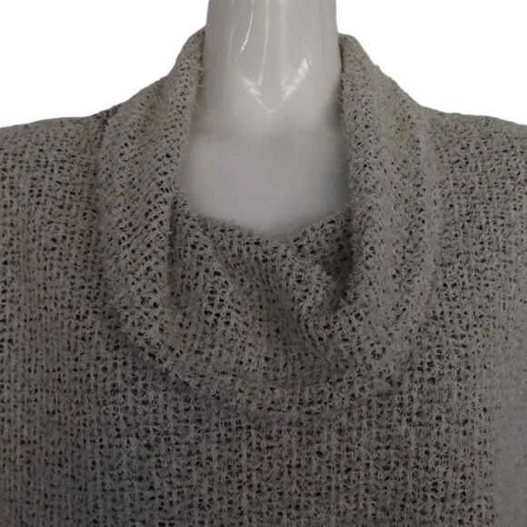 YUSHI Sweater, M/L, Eyelash Knit Gray, Cowl Neck, Pocket, 3/4 sleeves VINTAGE - Picture 4 of 12